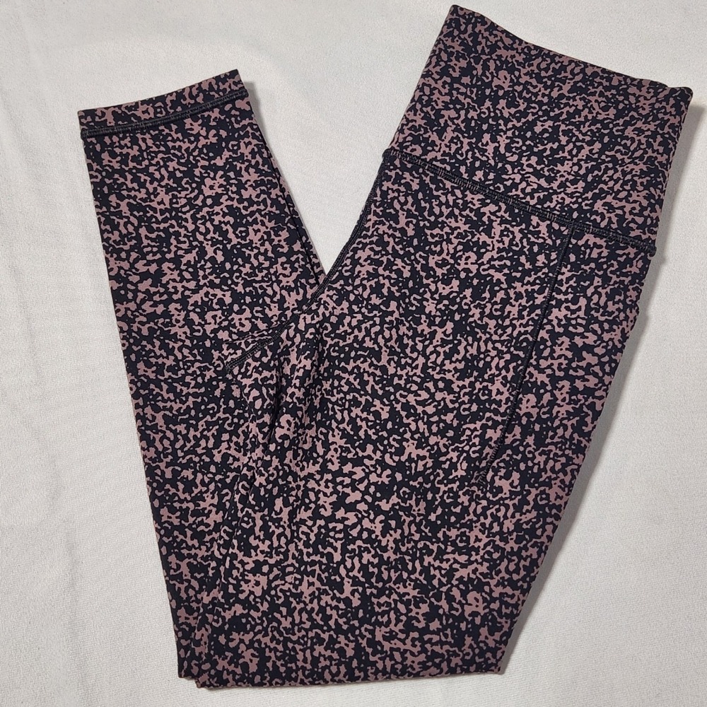 Athleta Salutation Stash Pocket Gravel Tight Brown Black Leggings High Rise sz M